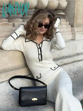 Lunivop Knitted Mini Dress Women Autumn Winter Ruffled Rib High Waist Elegant Dresses Womens Long