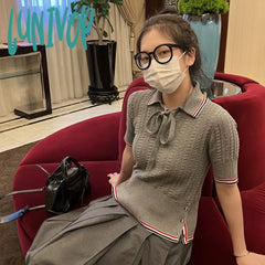 Lunivop Knitted T-Shirt Fashion Luxury Brand Knit Polo Shirt Summer Short Sleeve Male Tshirts