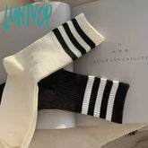 Lunivop Korea Harajuku Socks Street Hip Hop Skateboard Striped Mid Tube Solid Color Breathable