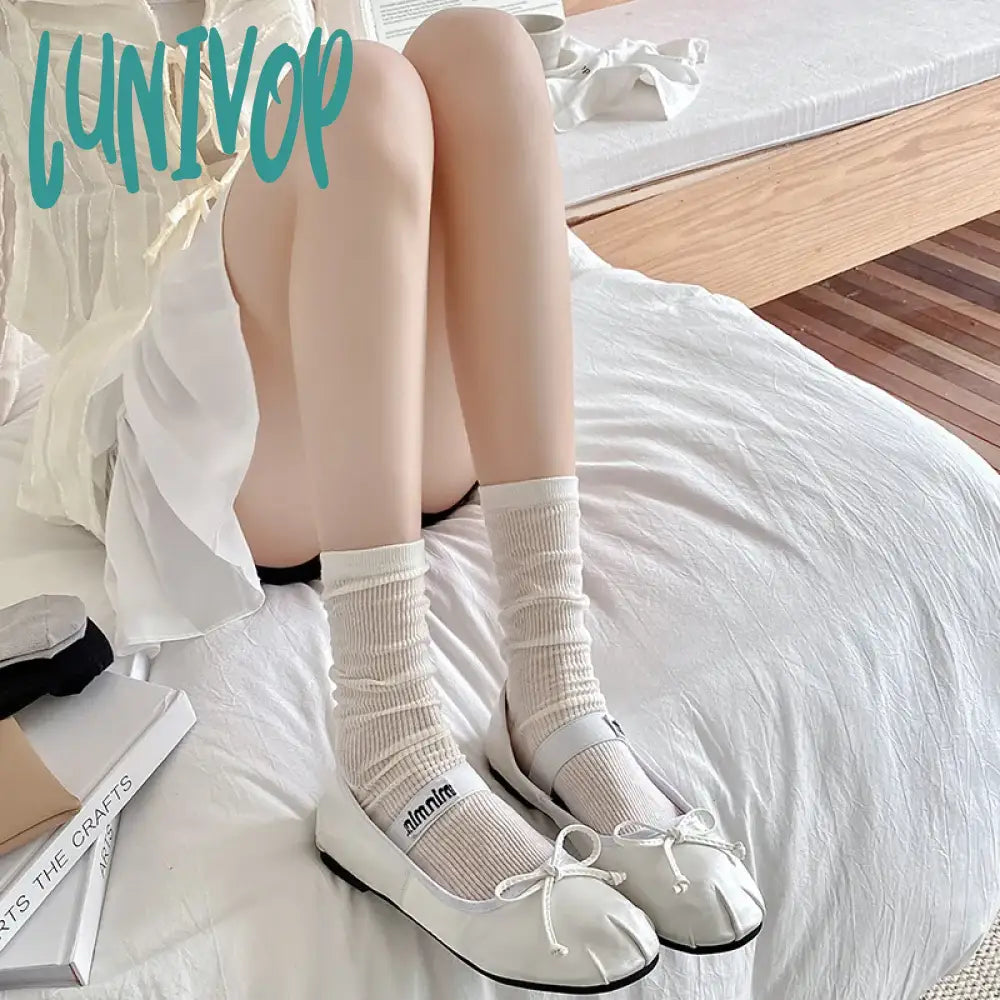 Lunivop Korean Fashion Women Socks Summer Thin Mesh Breathable Harajuku Crew Jk Japanese Style