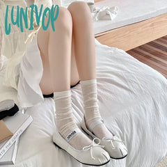 Lunivop Korean Fashion Women Socks Summer Thin Mesh Breathable Harajuku Crew Jk Japanese Style