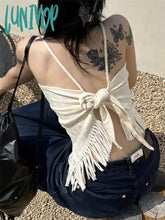 Lunivop Korean Sexy Backless Lace Up Camisole Tops Y2K E-Girl Slim Fit Tassel Tank Top 2024 Summer