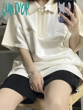 Lunivop Korean Star Embroidery Polo Shirt Women Streetwear Y2K Grunge Couple T Shirts Casual Short