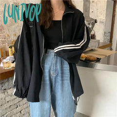 Lunivop Korean Streetwear Jacket Women Oversized Track Thin Summer Jackets Windbreaker Harajuku