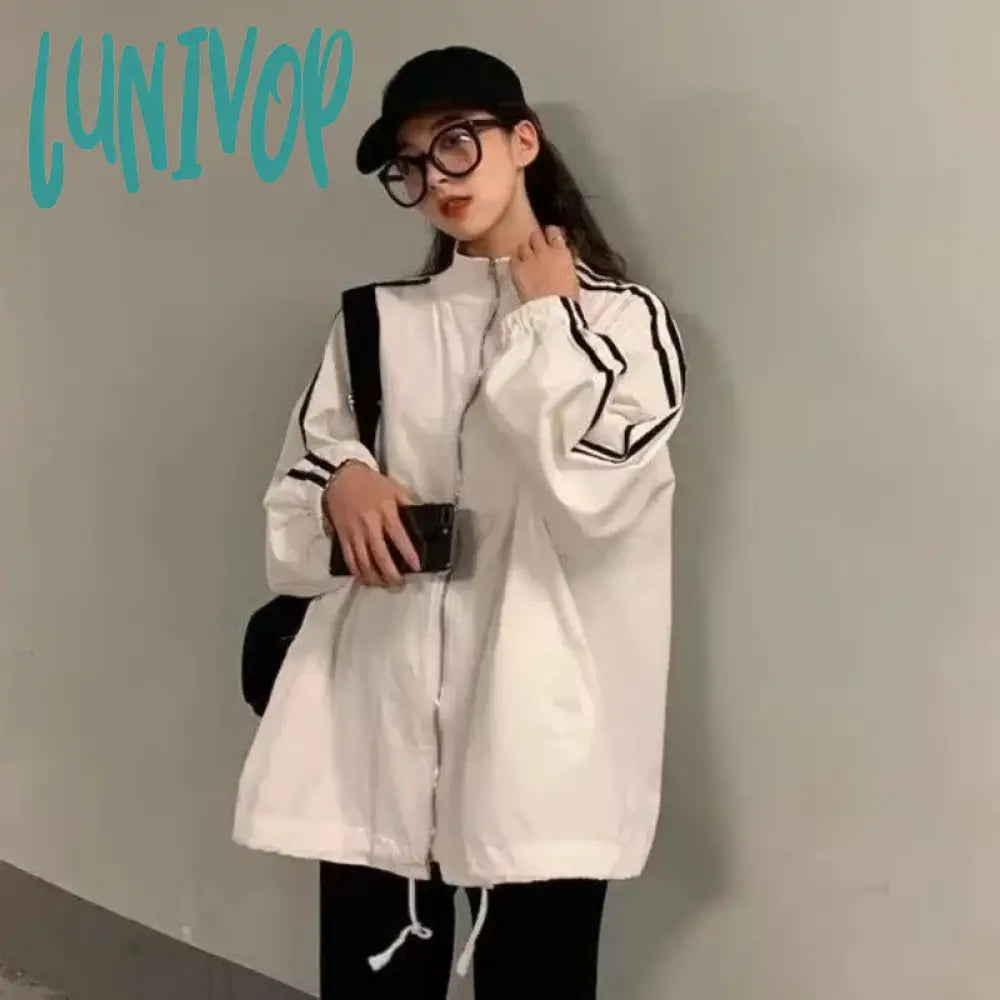 Lunivop Korean Streetwear Jacket Women Oversized Track Thin Summer Jackets Windbreaker Harajuku