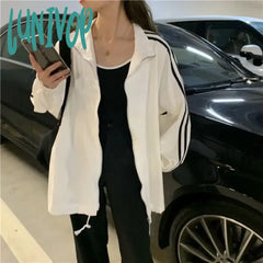 Lunivop Korean Streetwear Jacket Women Oversized Track Thin Summer Jackets Windbreaker Harajuku