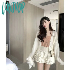 Lunivop Korean Style New Kawaii High Waist Mini Skirt For Women Girl Cute Lolita Japanese Harajuku