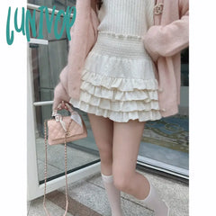 Lunivop Korean Style New Kawaii High Waist Mini Skirt For Women Girl Cute Lolita Japanese Harajuku