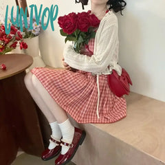 Lunivop Korean Sweet And Lovely Girl S-8Xl Plus Size Hollow Out Sun Protection Cardigan Strawberry