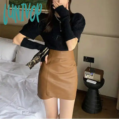 Lunivop Korean Version Of Temperament Simple Bubble Sleeve Sweater Women’s Early Autumn Sleeves