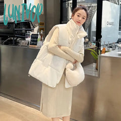 Lunivop Korean Vests Down Jacket For Women Autumn Winter New Fashion Casual Sleeveless Loose Parkas