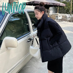 Lunivop Korean Vests Down Jacket For Women Autumn Winter New Fashion Casual Sleeveless Loose Parkas