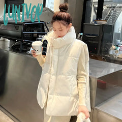 Lunivop Korean Vests Down Jacket For Women Autumn Winter New Fashion Casual Sleeveless Loose Parkas