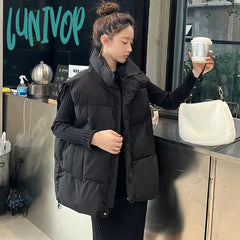 Lunivop Korean Vests Down Jacket For Women Autumn Winter New Fashion Casual Sleeveless Loose Parkas