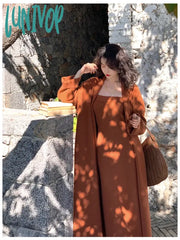 Lunivop Korean Women’s Cardigan Solid Color Fashion Mid-Length Sweater Dress Autumn And Winter