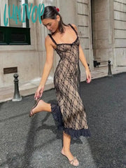 Lunivop Lace High Waisted Slip Dress For Women Sexy Chest Bow Sleeveless Backless Double Layer