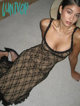 Lunivop Lace High Waisted Slip Dress For Women Sexy Chest Bow Sleeveless Backless Double Layer