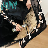 Lunivop Lace Oversleeve Wraps Bowknot Fingerless Gloves Y2K Arm Warmers Women’s Lolita