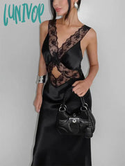 Lunivop Lace Slim Maxi Dresses For Women Clothing Deep V Neck Sexy High Wasit Long Dress Party