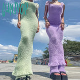 Lunivop Lace Up Long Dress For Women Autumn Winter Fashion High Waist Maxi Female Slim Street