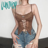 Lunivop Lace Women Corset Top Fashion Y2K Sexy Retro Cute Sweet Tank Fairy Core Aesthetic Summer