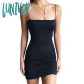 Lunivop Ladies Dress White Sexy Women’s Spaghetti Strap High Waist Tight Club Short Summer Mini