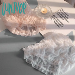 Lunivop Ladies Plus Size Panties Girl Sweet Ruffle Solid Color Ice Silk Cute Multicolor Women’s