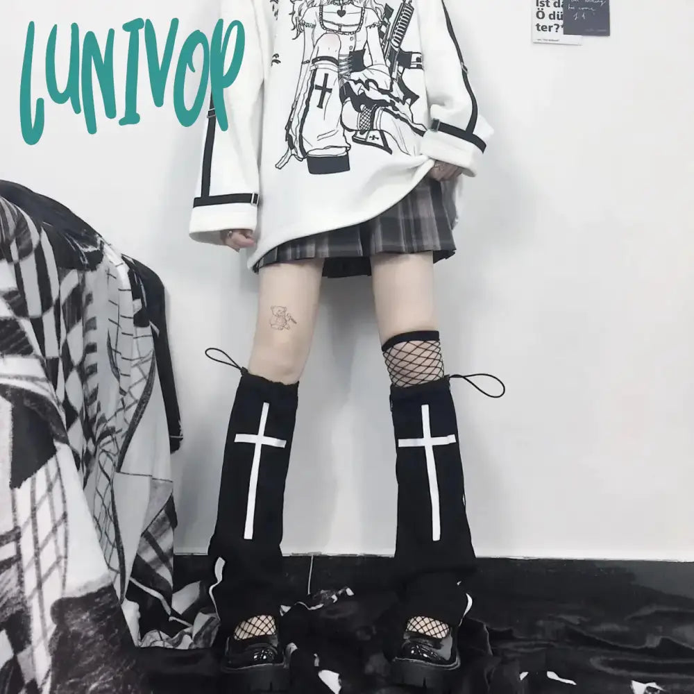 Lunivop Leg Warmers Lolita Goth Punk Cross Gothic Harajuku Socks Japanese Jk Y2K Accessories Hot