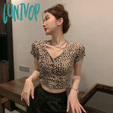Lunivop Leopard Animal Print Tshirt For Women Vintage Summer Crop Top Chic And Elegant T-Shirt Y2K