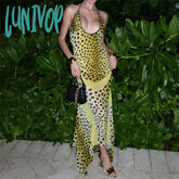 Lunivop Leopard Print Backless Fishtail Long Dresses For Women Beachwear 2024 Sexy Summer Party