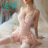 Lunivop lingerie sexy pajamas cute cherry nightdress women see-through passion set Slim cake halter skirt