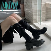 Lunivop Lolita Calf Socks Bow Tie Jk Stockings Japanese Lace Silk Ribbon Sweet Girl Y2K High Thighs