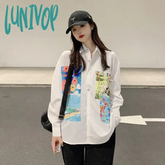 Lunivop Long Sleeve Summer Button Up Shirt For Women Girl Blouse Tops Streetwear Holiday Y2K
