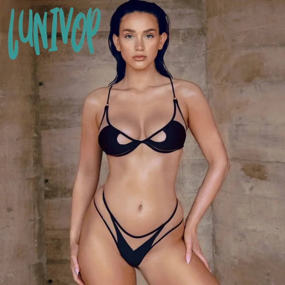 Lunivop Mesh Sexy Strappy Cut Out Bikini Sets Swimsuits Fashion Outfits Holiday Summer Beachwear
