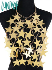 Lunivop Metal Stars Sequins Bikini Tank Top Women See Through Fashion Solid Crop Tops Woman Holiday