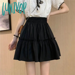 Lunivop Mini Skirt A Line Pleated Women Girl White Black Korean Fashion Clothes Clothing Kawaii