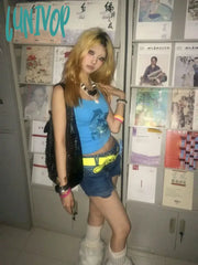 Lunivop Multicolour Diamond Dolphin Camisole Tops E-Girl Sexy Off Shoulder Slim Fit Tank Top 2024