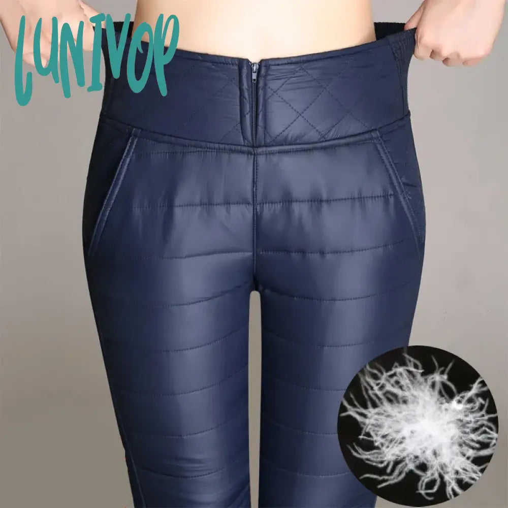 Lunivop New Autumn Winter Thicken Women’s Velvet Warm Pants High Waist Zipper Black Harem