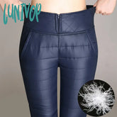 Lunivop New Autumn Winter Thicken Women’s Velvet Warm Pants High Waist Zipper Black Harem