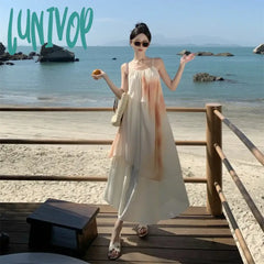 Lunivop New Daring Summer Graceful Socialite Dress Modern Women Stylish Chiffon Female Midi