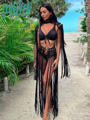 Lunivop New Fashion High Quality Women Sexy Tassel Handwoven Set Two Piece Beach Bathing Suit