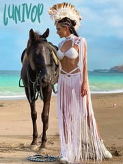 Lunivop New Fashion High Quality Women Sexy Tassel Handwoven Set Two Piece Beach Bathing Suit