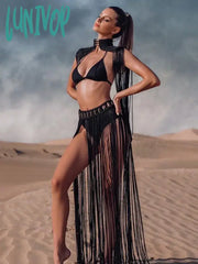 Lunivop New Fashion High Quality Women Sexy Tassel Handwoven Set Two Piece Beach Bathing Suit