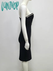 Lunivop New Fashion Sexy Bodycon Strapless Diamond Design Midi Bandage Dress Wedding Birthday