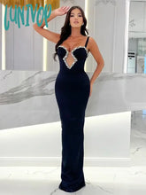 Lunivop New Fashion Sexy V-Neck Crystal Diamond Evening Dress Tight Long Bandage Elegant Party Club