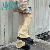 Lunivop New Gothic Knitted Leg Warmers Y2K Color Blocking Jk Lolita Pile Calf Sock Harajuku Socks