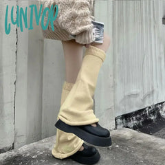 Lunivop New Gothic Knitted Leg Warmers Y2K Color Blocking Jk Lolita Pile Calf Sock Harajuku Socks