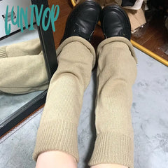 Lunivop New Gothic Knitted Leg Warmers Y2K Color Blocking Jk Lolita Pile Calf Sock Harajuku Socks