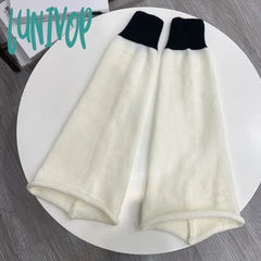 Lunivop New Gothic Knitted Leg Warmers Y2K Color Blocking Jk Lolita Pile Calf Sock Harajuku Socks