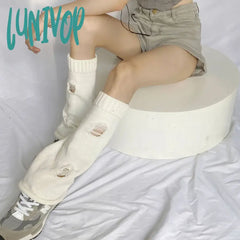 Lunivop New Hole Leg Warmers Y2K Hot Girl Wide Socks Women Japanese Autumn Winter Punk Harajuku